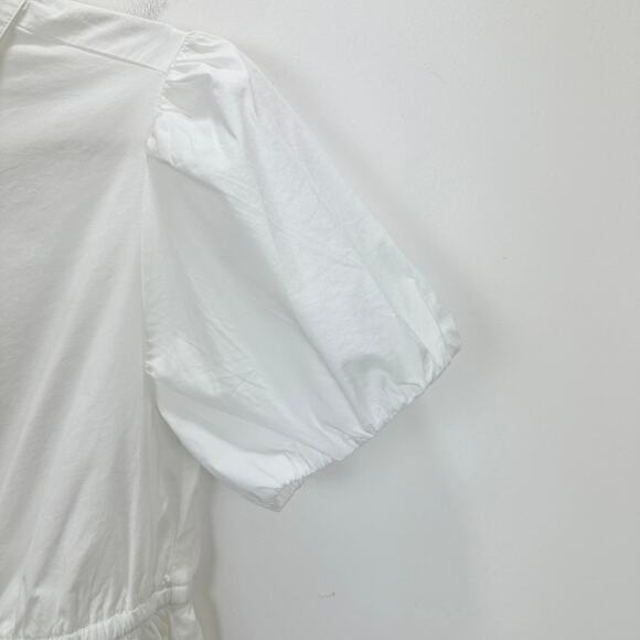 J.Crew Petite Collared Short Sleeve Tie Waist Mini Dress White Classic 8P NWT - Picture 11 of 12